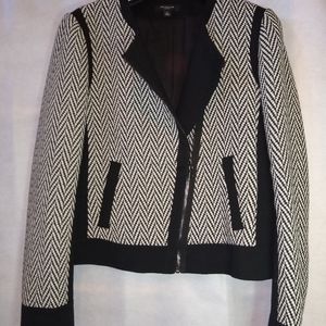Ann Taylor Moto jacket blazer herringbone wool